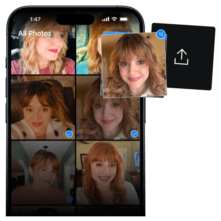 Phone photo picker with uploaded everyday photos selected